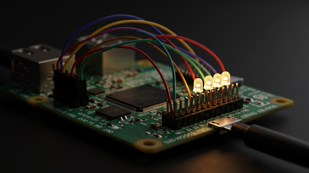 GPIO 40 broches Raspberry Pi avec connexions I2C SPI UART vers capteurs et LED
